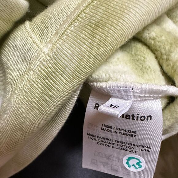 REFORMATION Hoodie Naturally Tie Dye XS light green & off white Relaxed NWT - Picture 3 of 10